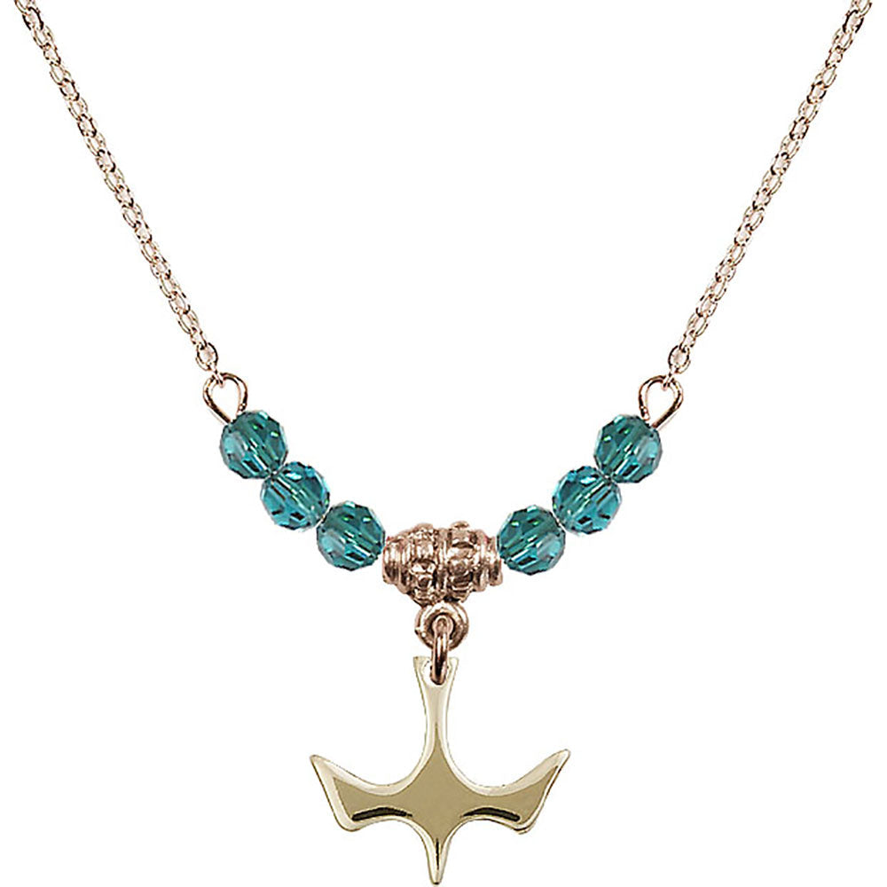 14kt Gold Filled Holy Spirit Birthstone Necklace with Zircon Beads - 5431