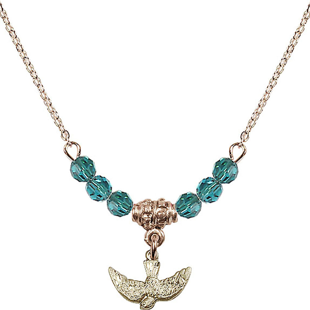 14kt Gold Filled Holy Spirit Birthstone Necklace with Zircon Beads - 5911