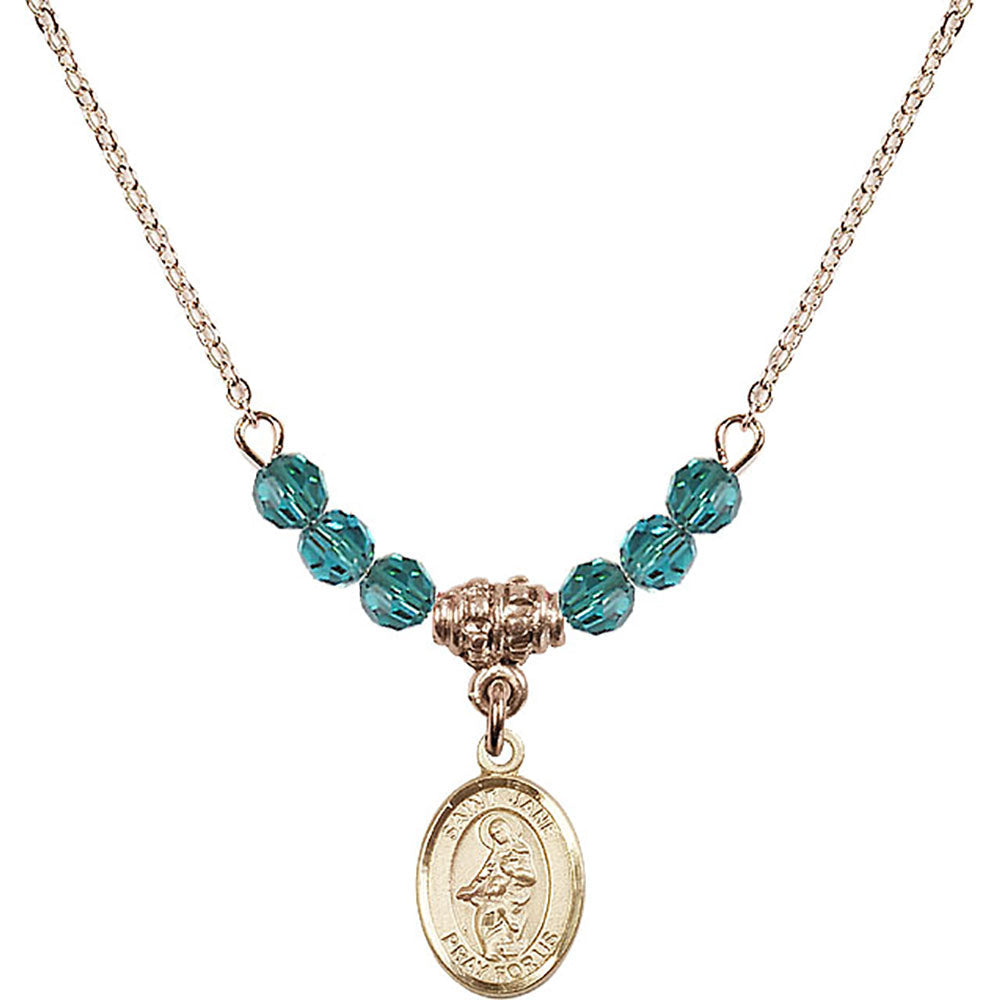 14kt Gold Filled Saint Jane of Valois Birthstone Necklace with Zircon Beads - 9029