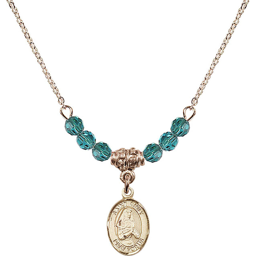 14kt Gold Filled Saint Emily de Vialar Birthstone Necklace with Zircon Beads - 9047