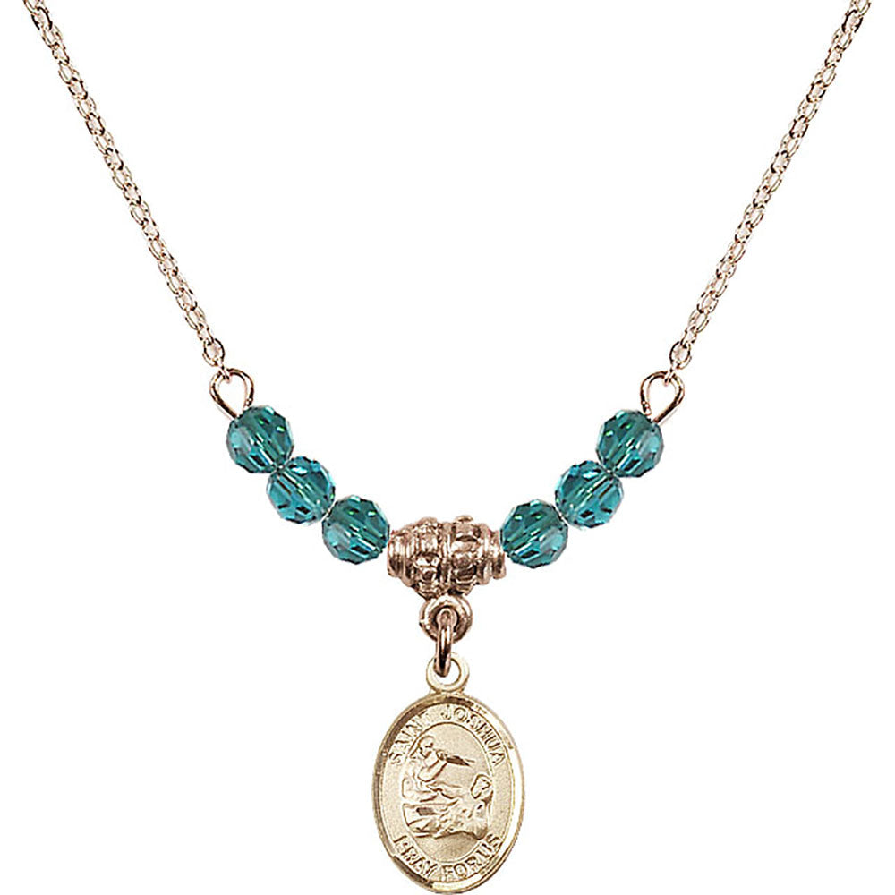 14kt Gold Filled Saint Joshua Birthstone Necklace with Zircon Beads - 9059