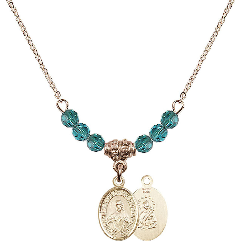 14kt Gold Filled Scapular Birthstone Necklace with Zircon Beads - 9098