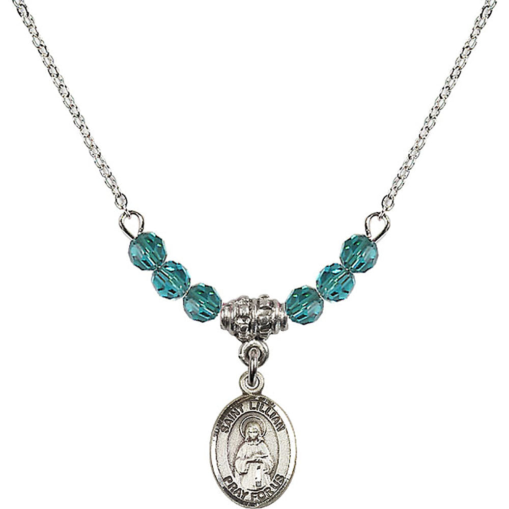 Sterling Silver Saint Lillian Birthstone Necklace with Zircon Beads - 9226