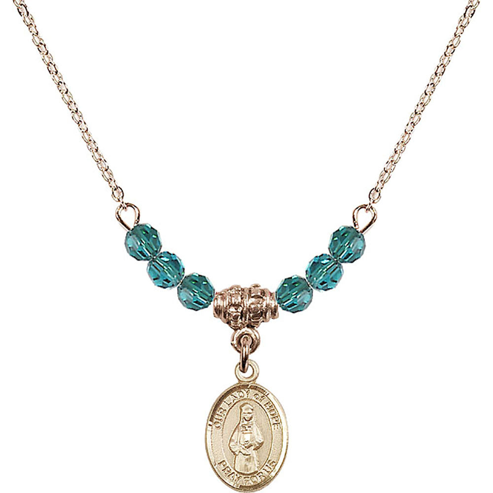 14kt Gold Filled Our Lady of Hope Birthstone Necklace with Zircon Beads - 9230