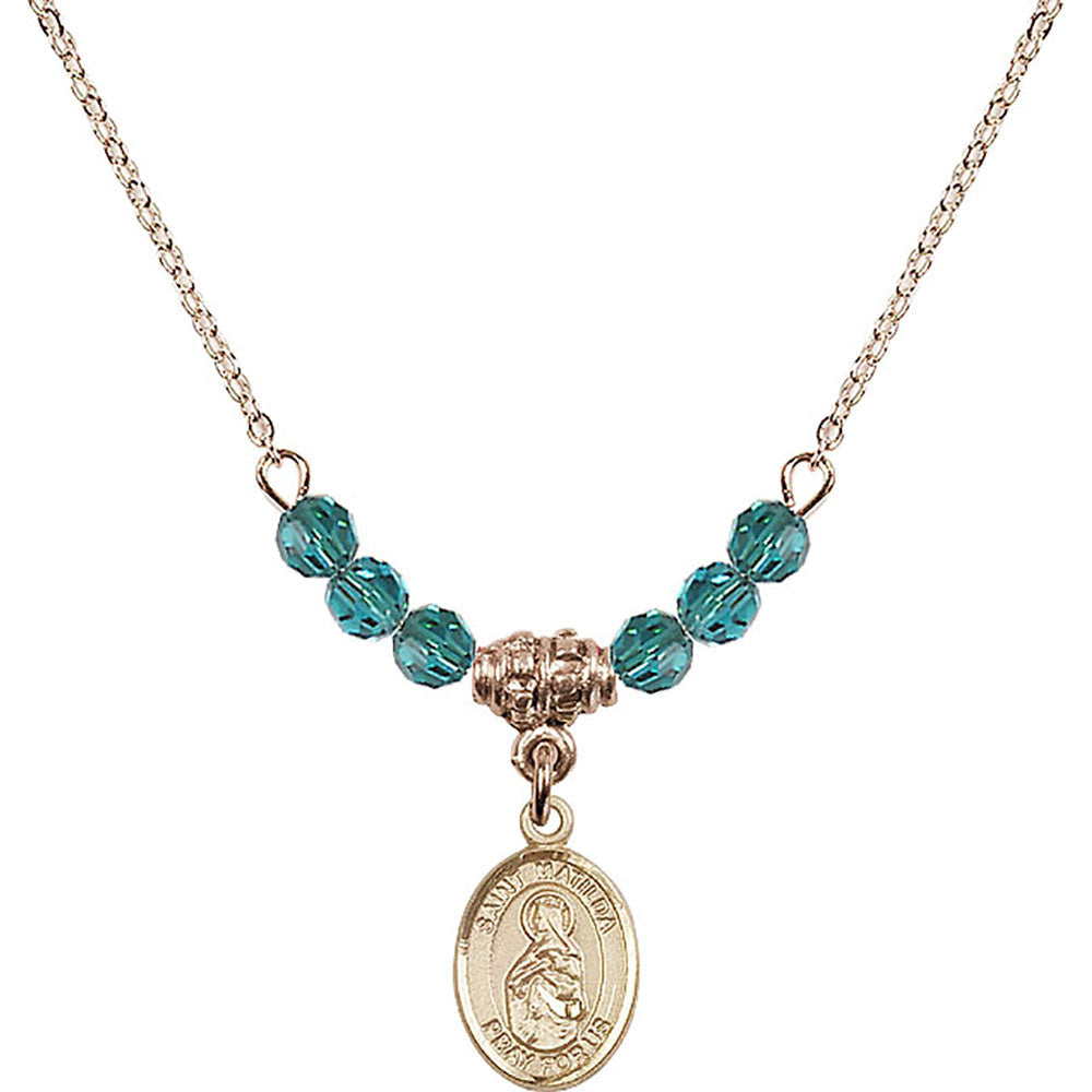 14kt Gold Filled Saint Matilda Birthstone Necklace with Zircon Beads - 9239