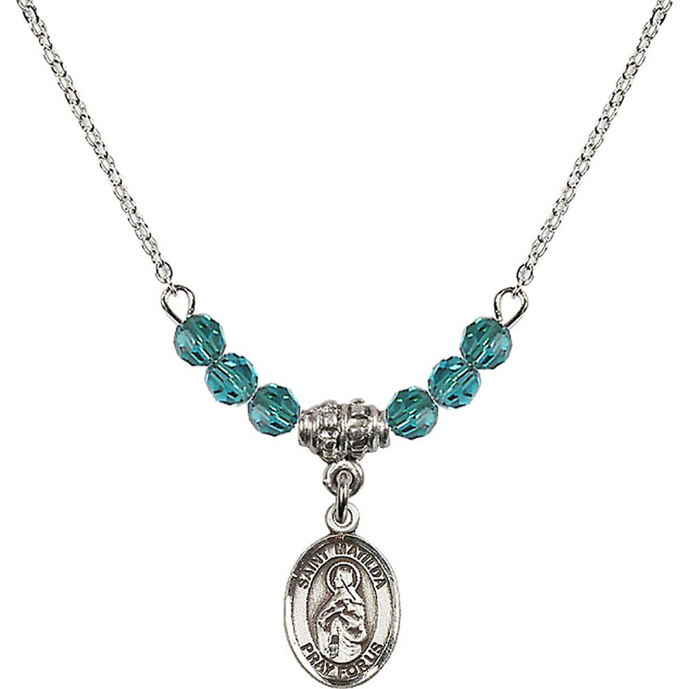 Sterling Silver Saint Matilda Birthstone Necklace with Zircon Beads - 9239