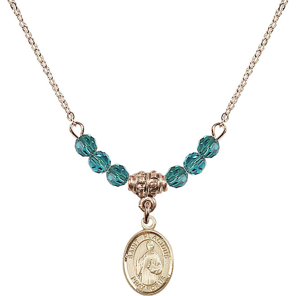 14kt Gold Filled Saint Placidus Birthstone Necklace with Zircon Beads - 9240