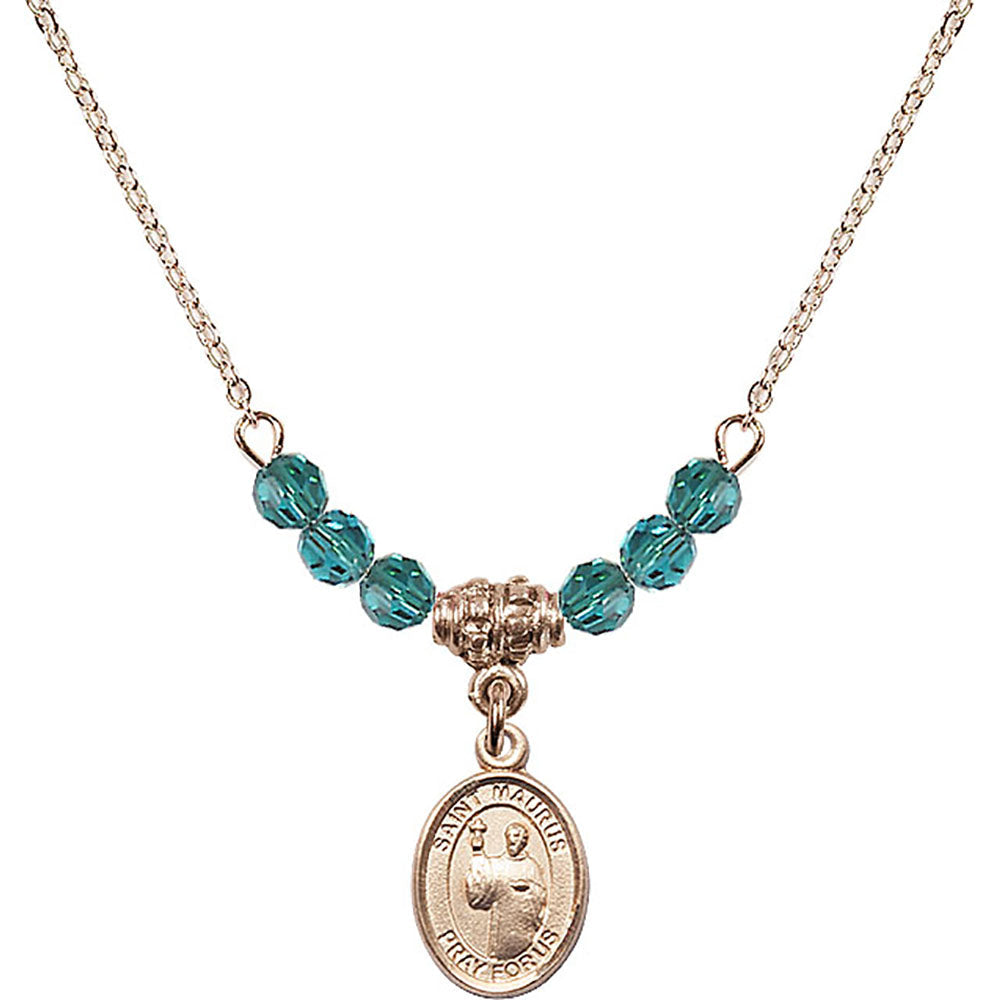 14kt Gold Filled Saint Maurus Birthstone Necklace with Zircon Beads - 9241