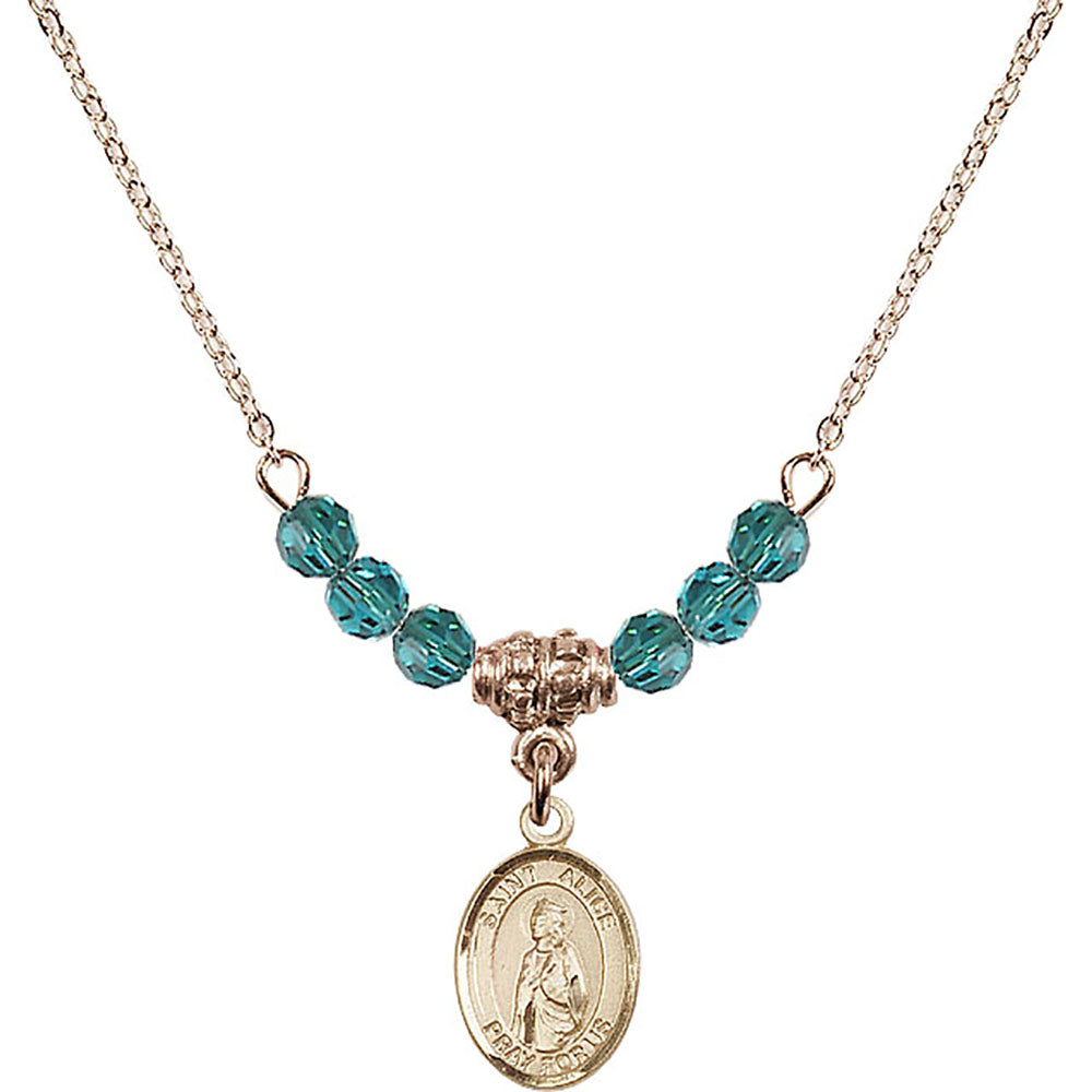 14kt Gold Filled Saint Alice Birthstone Necklace with Zircon Beads - 9248
