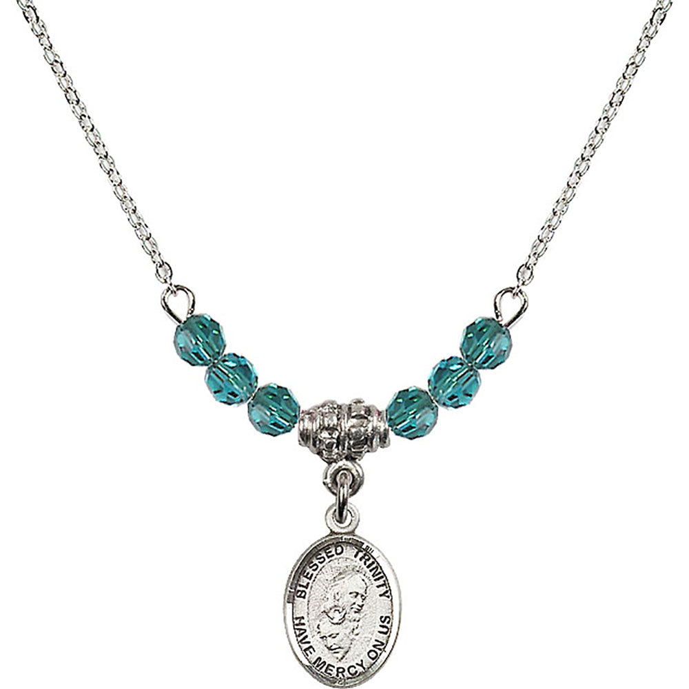 Sterling Silver Blessed Trinity Birthstone Necklace with Zircon Beads - 9249
