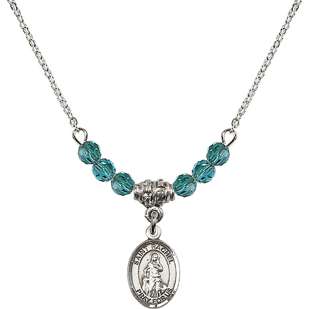 Sterling Silver Saint Rachel Birthstone Necklace with Zircon Beads - 9251