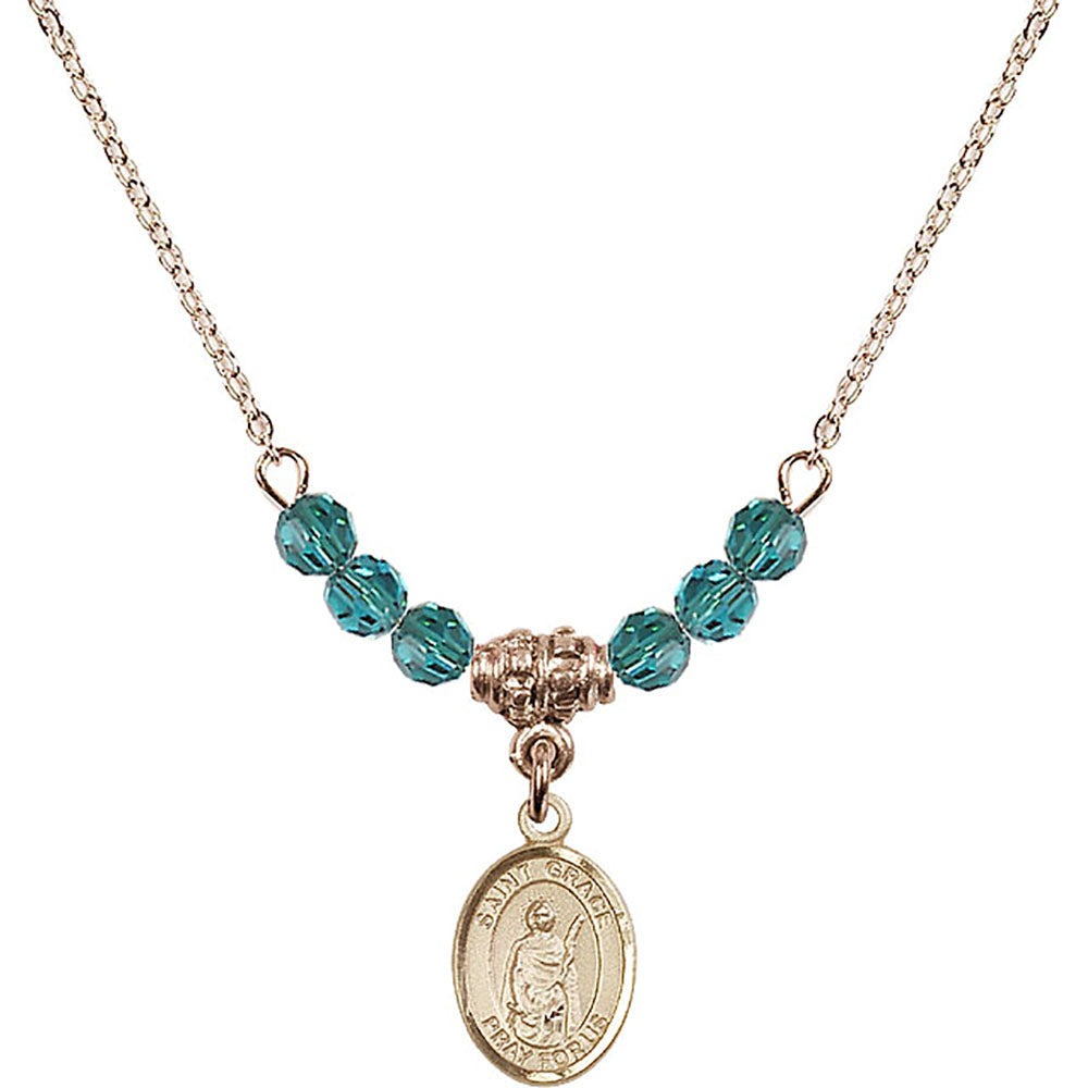 14kt Gold Filled Saint Grace Birthstone Necklace with Zircon Beads - 9255