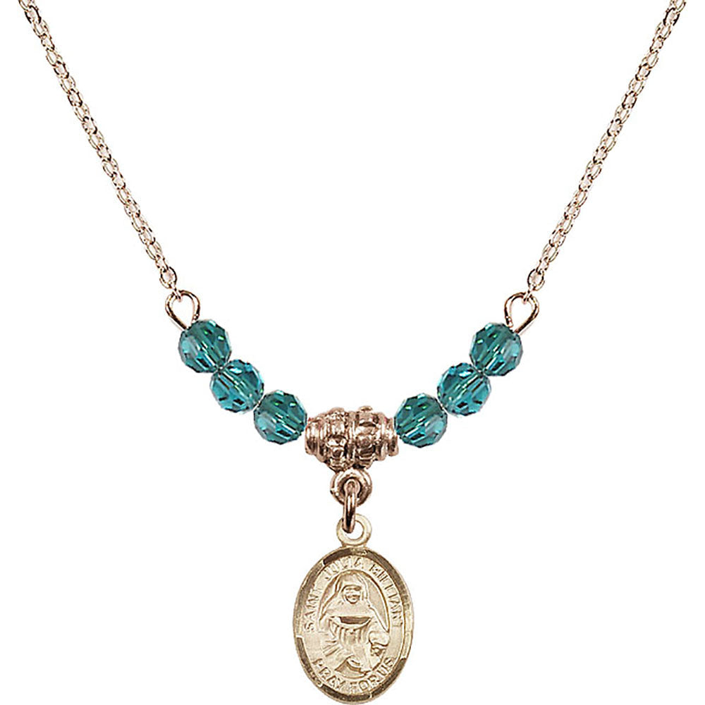 14kt Gold Filled Saint Julia Billiart Birthstone Necklace with Zircon Beads - 9267