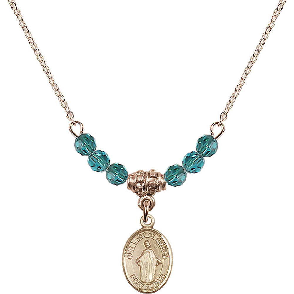 14kt Gold Filled Our Lady of Africa Birthstone Necklace with Zircon Beads - 9269