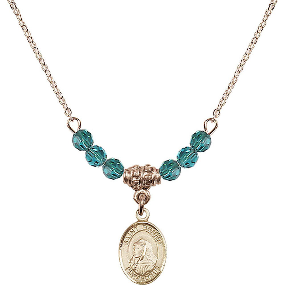 14kt Gold Filled Saint Bruno Birthstone Necklace with Zircon Beads - 9270