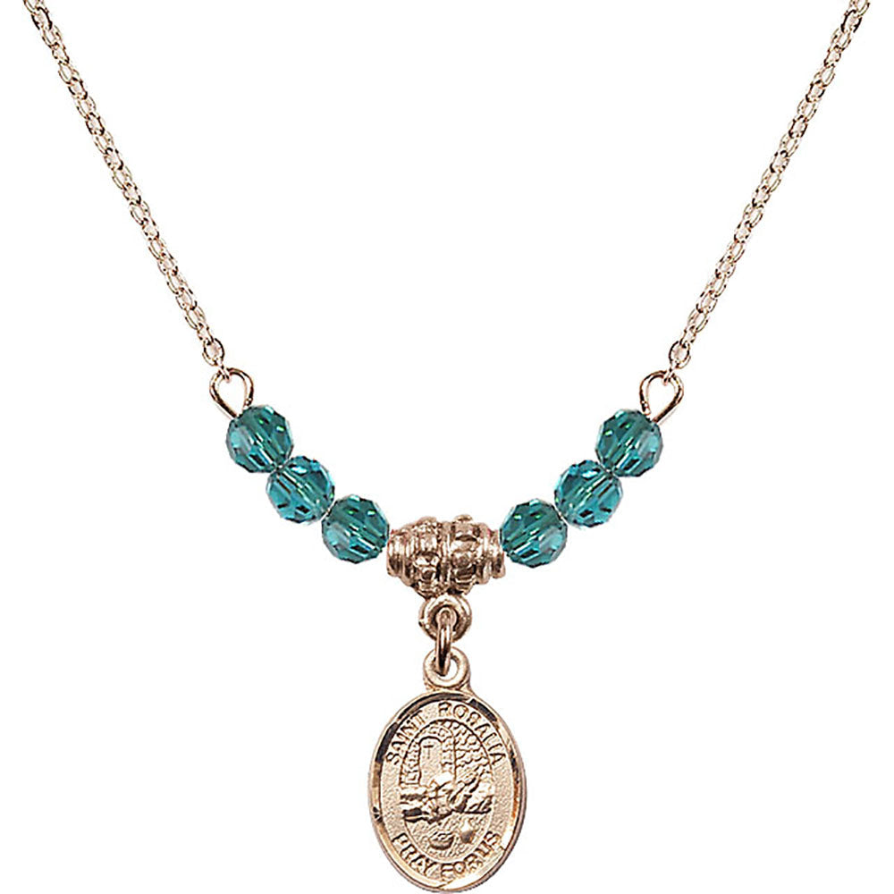 14kt Gold Filled Saint Rosalia Birthstone Necklace with Zircon Beads - 9309