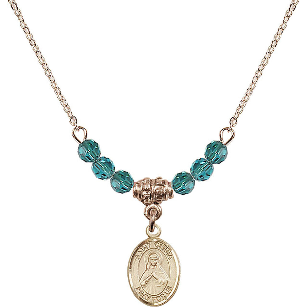 14kt Gold Filled Saint Olivia Birthstone Necklace with Zircon Beads - 9312