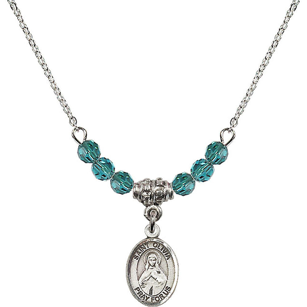 Sterling Silver Saint Olivia Birthstone Necklace with Zircon Beads - 9312