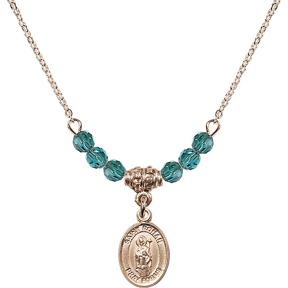 14kt Gold Filled Saint Ronan Birthstone Necklace with Zircon Beads - 9315