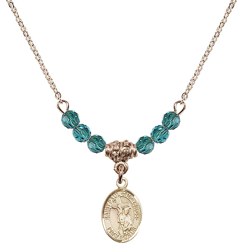 14kt Gold Filled Saint Paul of the Cross Birthstone Necklace with Zircon Beads - 9318