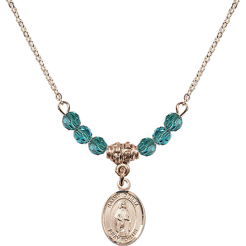14kt Gold Filled Saint Odilia Birthstone Necklace with Zircon Beads - 9319