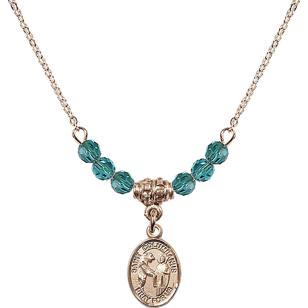 14kt Gold Filled Saint Columbanus Birthstone Necklace with Zircon Beads - 9321