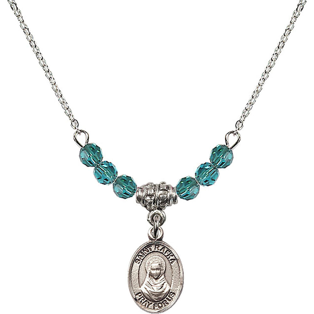 Sterling Silver Saint Rafka Birthstone Necklace with Zircon Beads - 9338