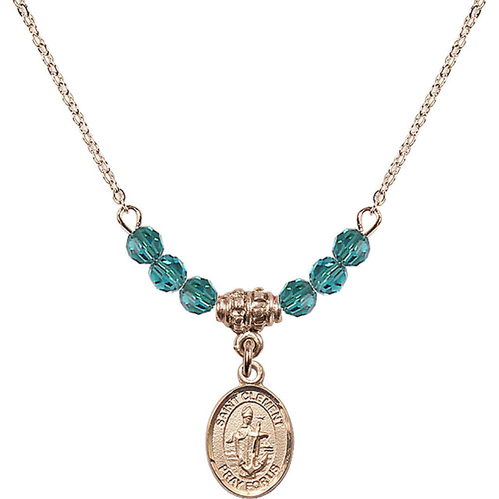 14kt Gold Filled Saint Clement Birthstone Necklace with Zircon Beads - 9340
