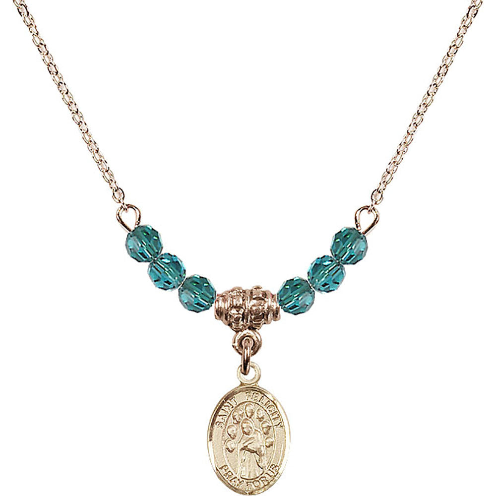 14kt Gold Filled Saint Felicity Birthstone Necklace with Zircon Beads - 9341