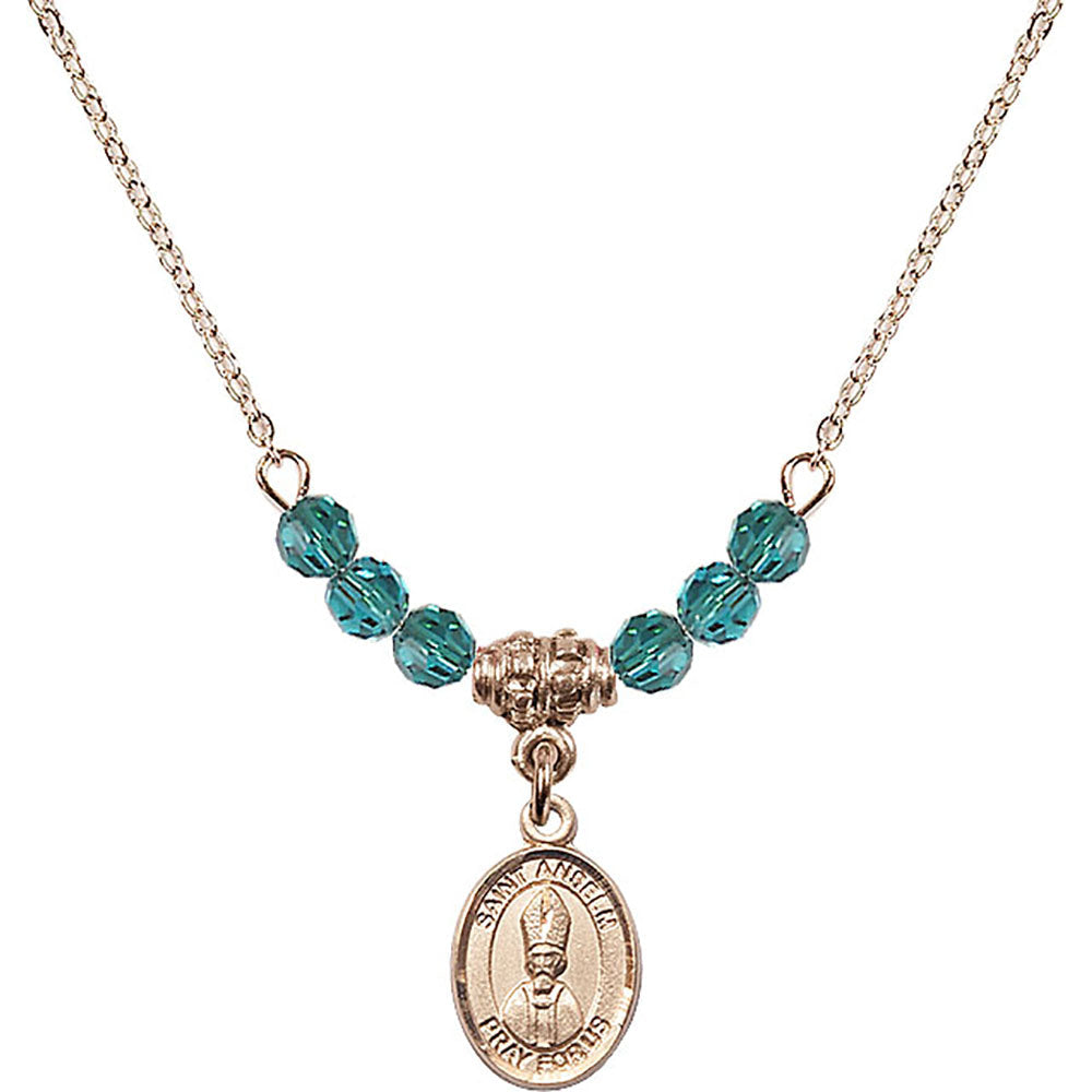 14kt Gold Filled Saint Anselm of Canterbury Birthstone Necklace with Zircon Beads - 9342