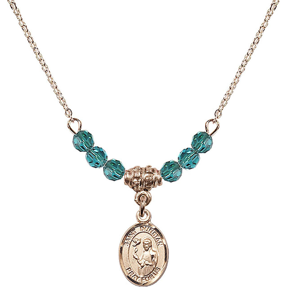 14kt Gold Filled Saint Dunstan Birthstone Necklace with Zircon Beads - 9355