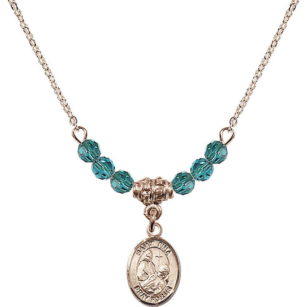 14kt Gold Filled Saint Fina Birthstone Necklace with Zircon Beads - 9364