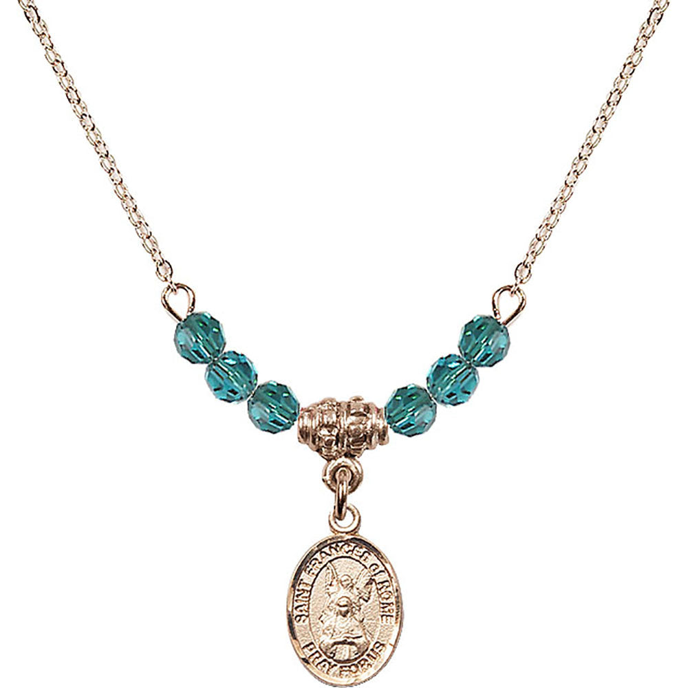 14kt Gold Filled Saint Frances of Rome Birthstone Necklace with Zircon Beads - 9365