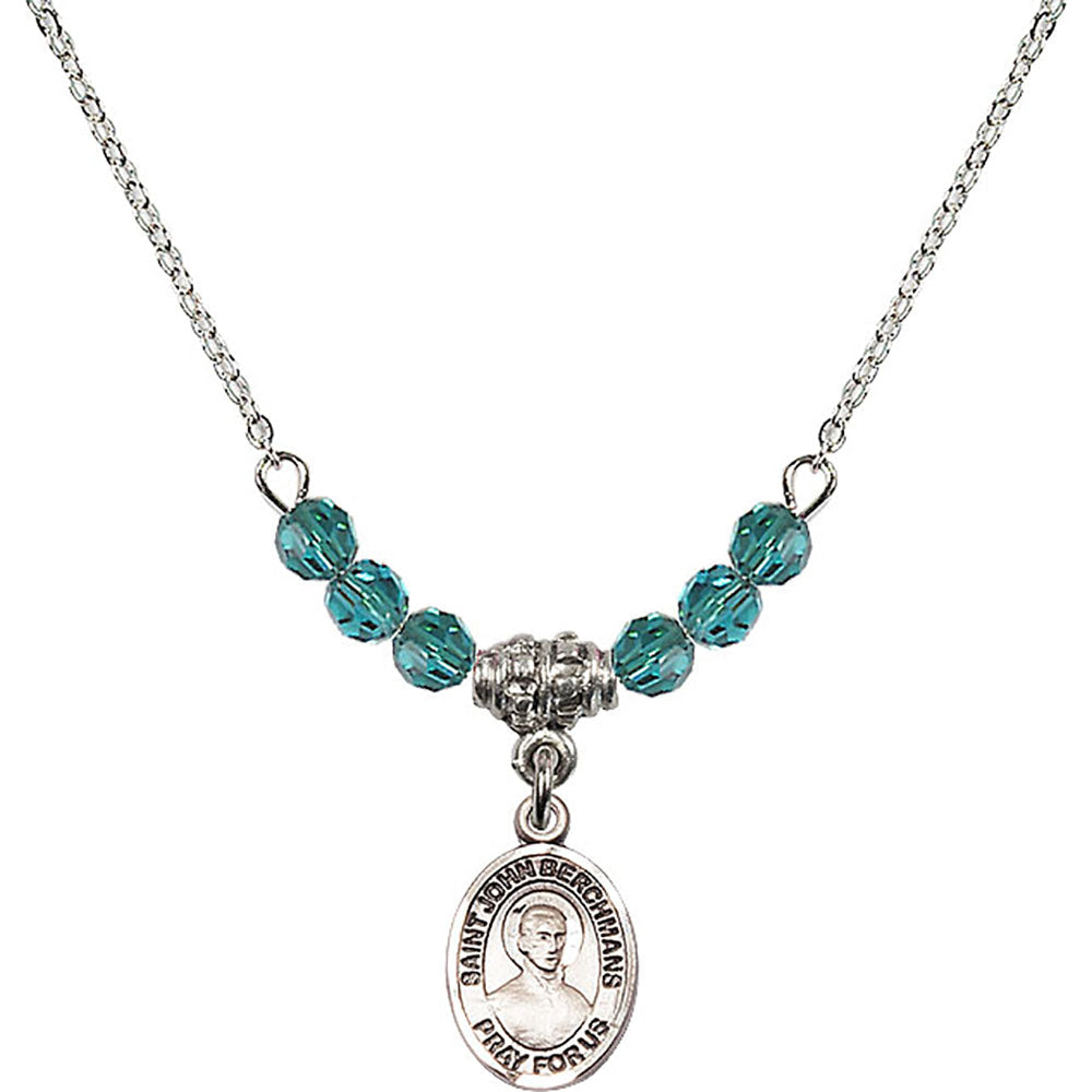 Sterling Silver Saint John Berchmans Birthstone Necklace with Zircon Beads - 9370