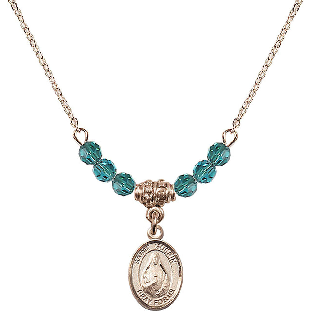 14kt Gold Filled Saint Theodora Birthstone Necklace with Zircon Beads - 9382