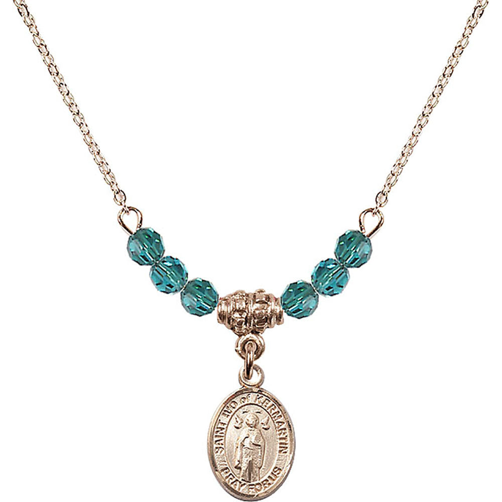 14kt Gold Filled Saint Ivo of Kelmartin Birthstone Necklace with Zircon Beads - 9384