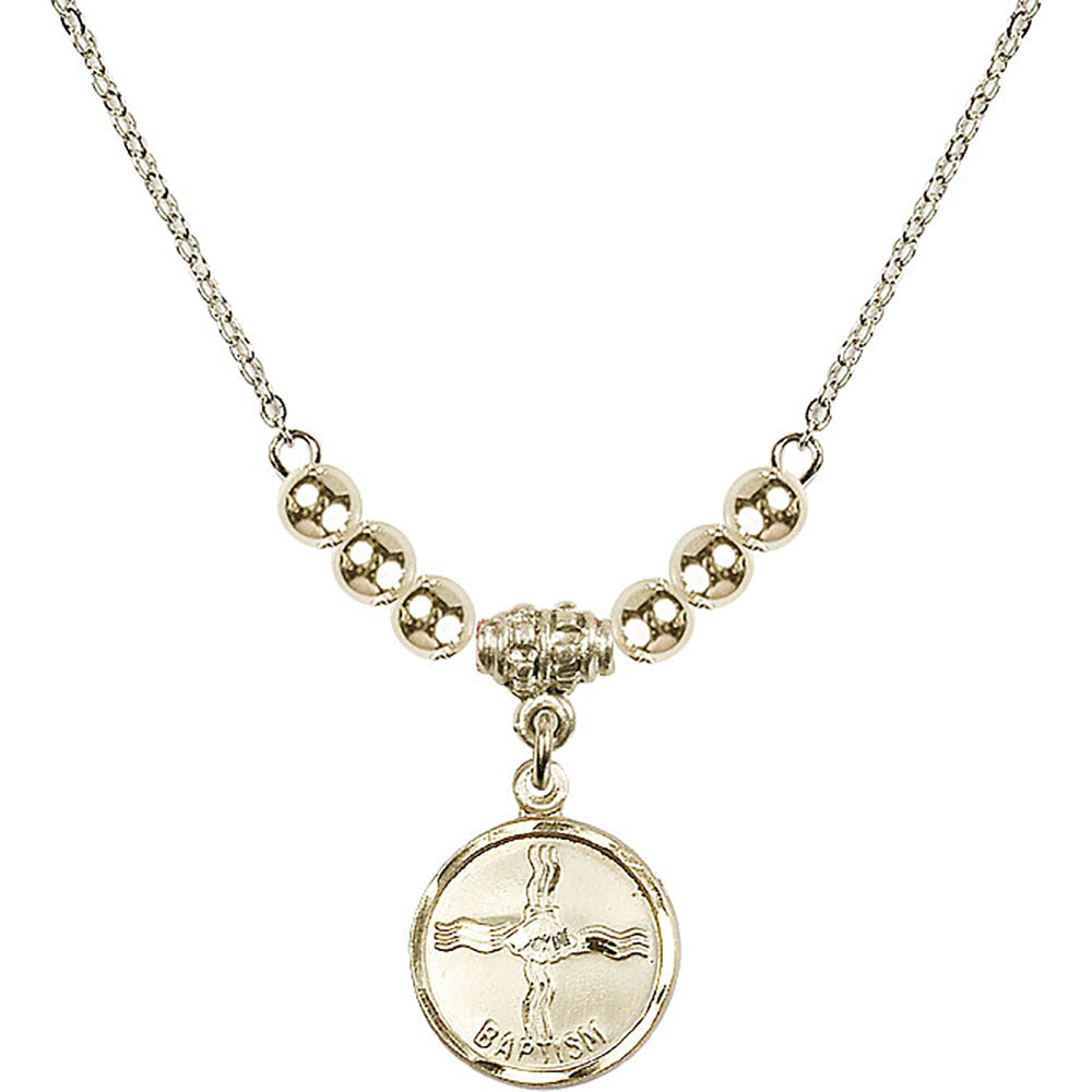 14kt Gold Filled Baptism Birthstone Necklace with Gold Filled Beads - 0601