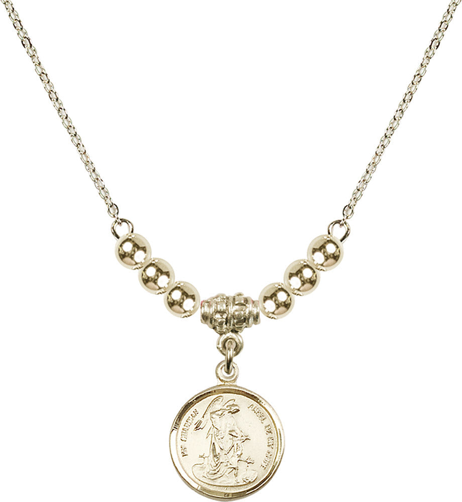 14kt Gold Filled Guardian Angel Birthstone Necklace with Gold Filled Beads - 0601