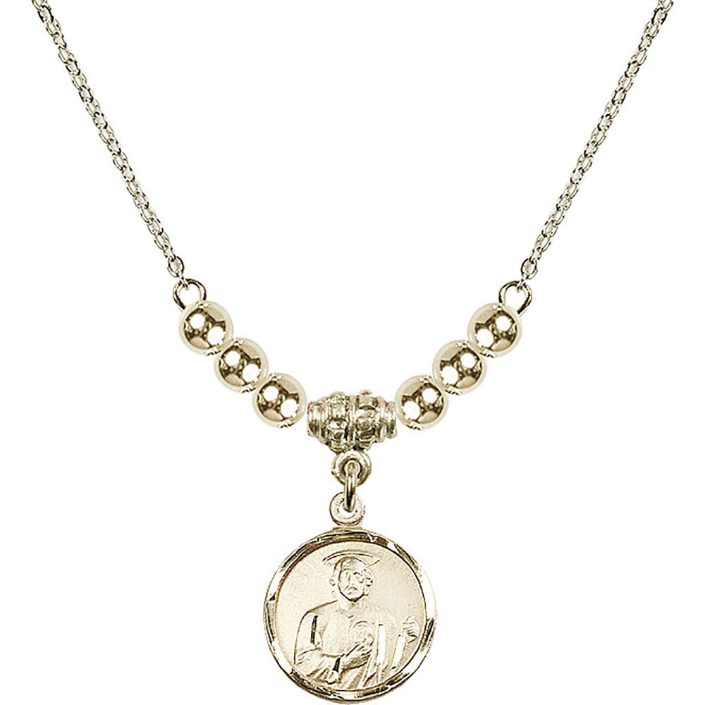 14kt Gold Filled Saint Jude Birthstone Necklace with Gold Filled Beads - 0601