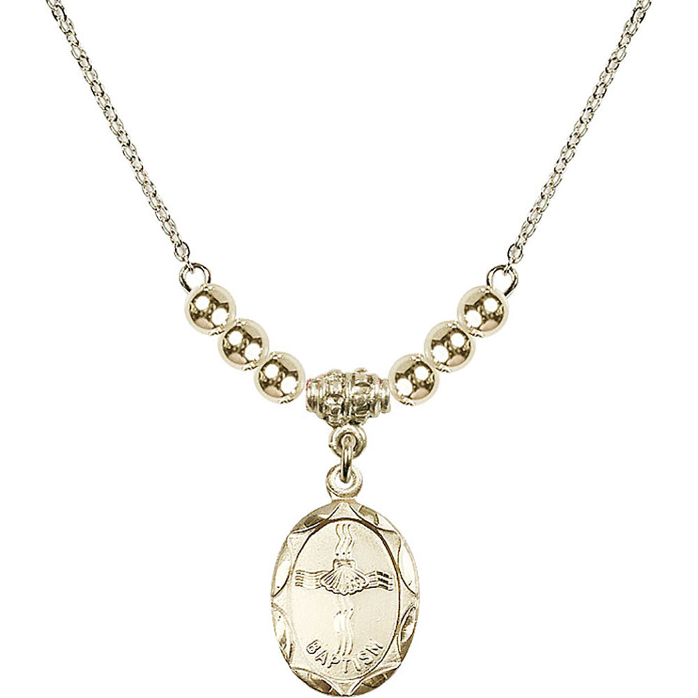 14kt Gold Filled Baptism Birthstone Necklace with Gold Filled Beads - 0612