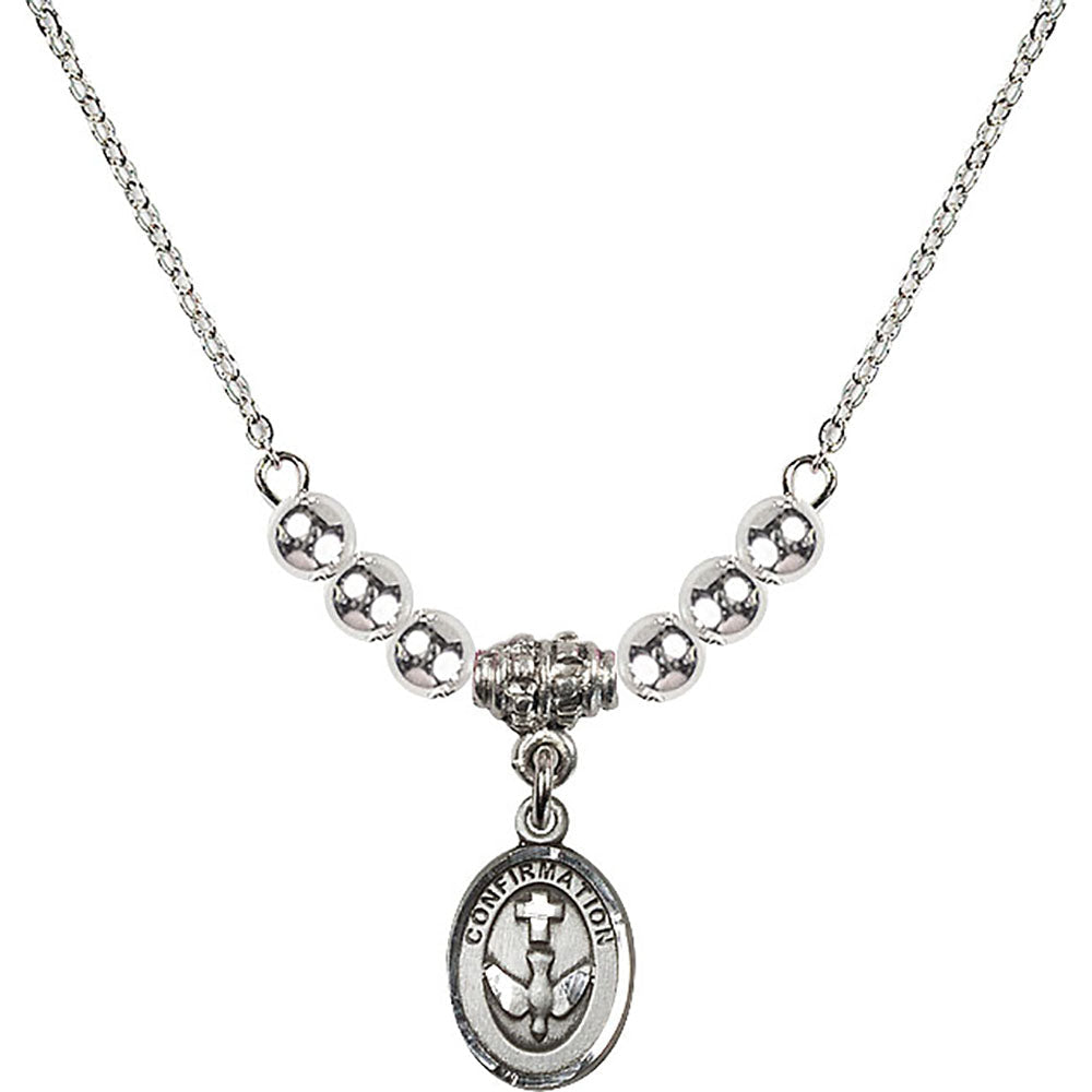 Sterling Silver Confirmation Birthstone Necklace with Sterling Silver Beads - 0973