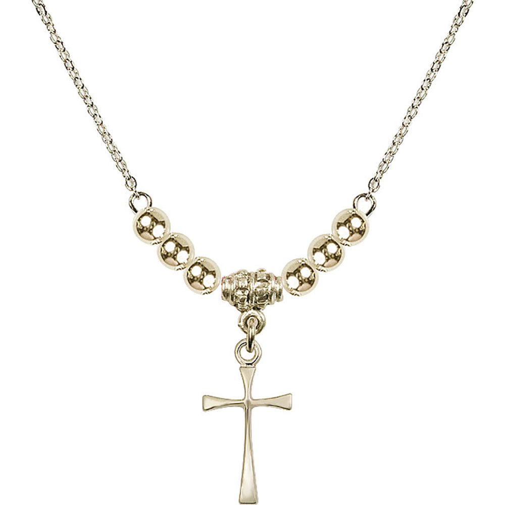 14kt Gold Filled Maltese Cross Birthstone Necklace with Gold Filled Beads - 1872