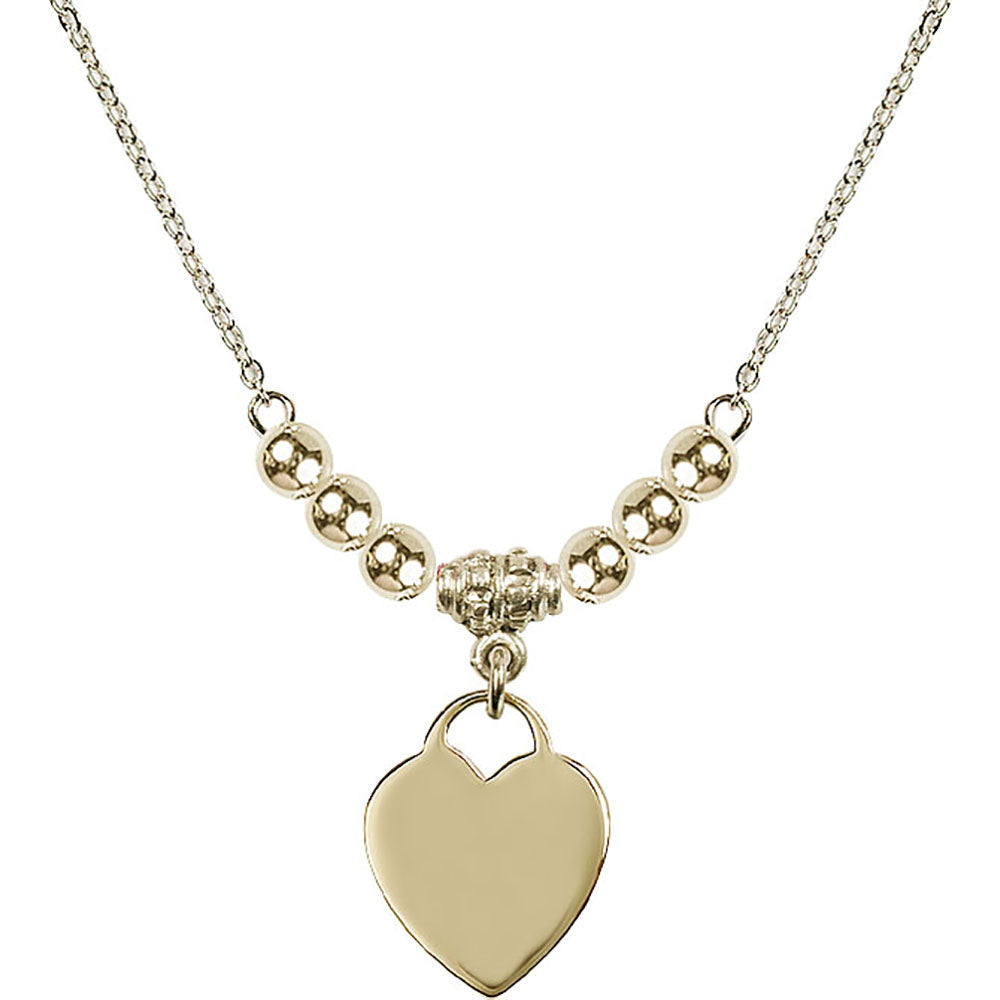 14kt Gold Filled Heart Birthstone Necklace with Gold Filled Beads - 3400