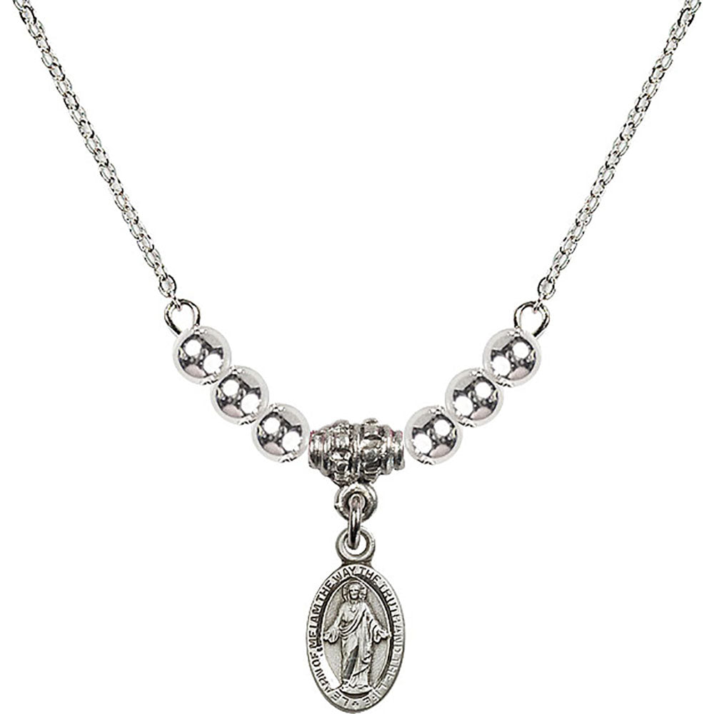 Sterling Silver Scapular Birthstone Necklace with Sterling Silver Beads - 4121