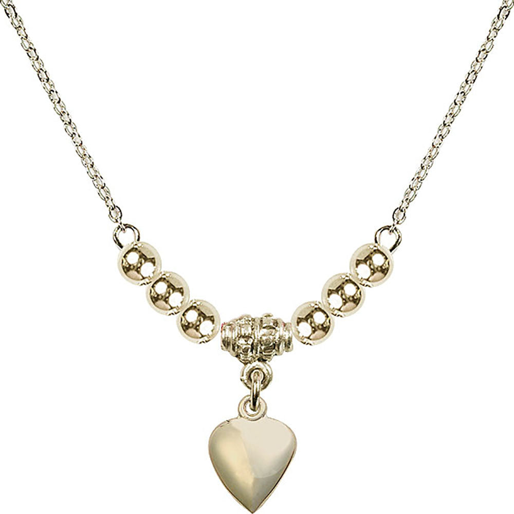 14kt Gold Filled Heart Birthstone Necklace with Gold Filled Beads - 4158