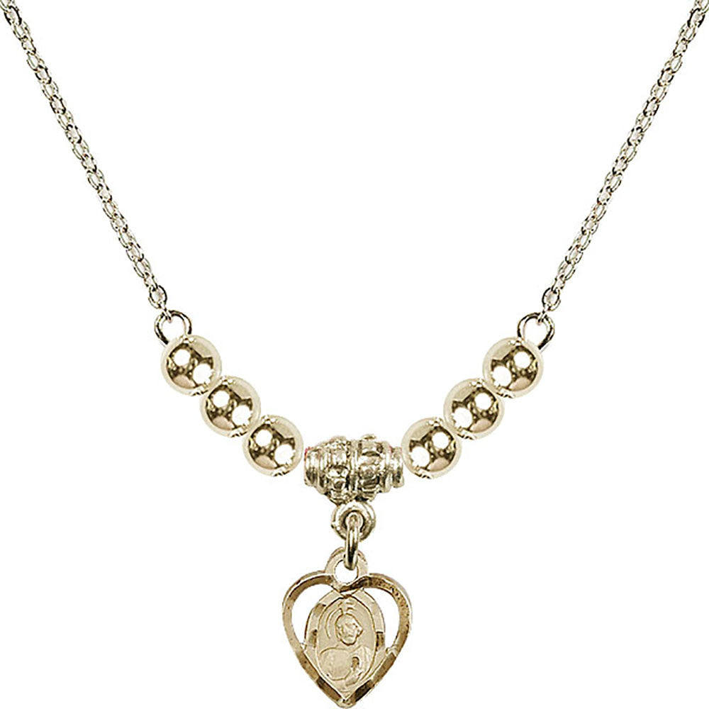 14kt Gold Filled Saint Jude Birthstone Necklace with Gold Filled Beads - 5404