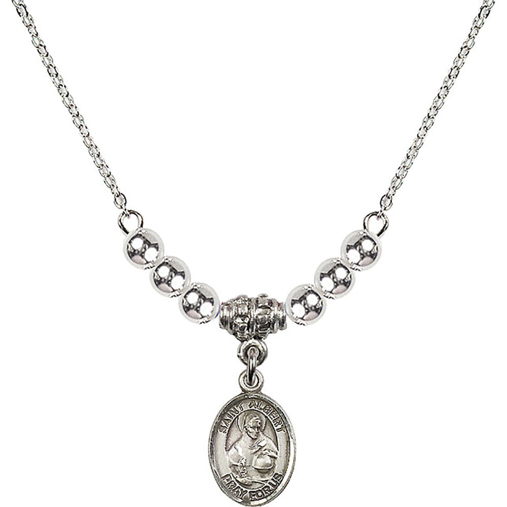 Sterling Silver Saint Albert the Great Birthstone Necklace with Sterling Silver Beads - 9001