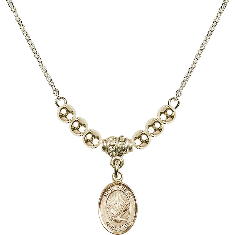 14kt Gold Filled Holy Spirit Birthstone Necklace with Gold Filled Beads - 9044