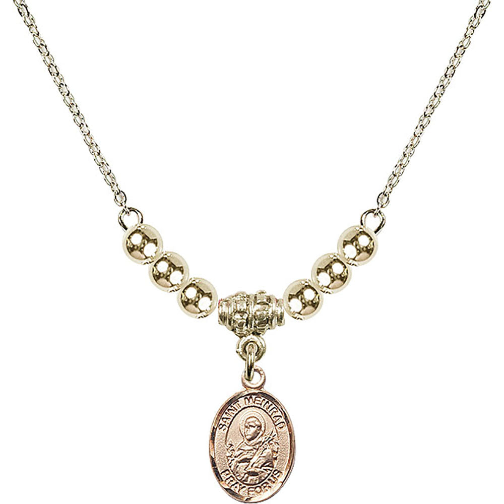 14kt Gold Filled Saint Meinrad of Einsiedeln Birthstone Necklace with Gold Filled Beads - 9307