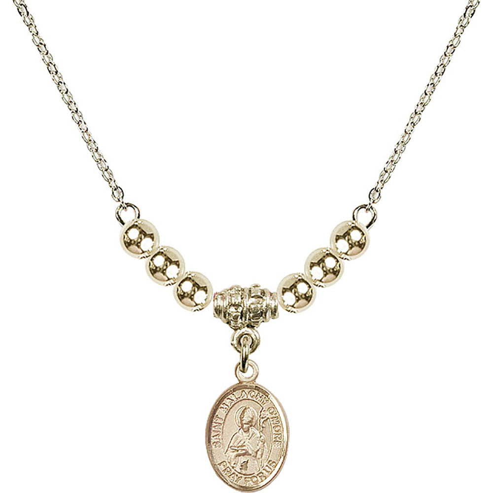 14kt Gold Filled Saint Malachy O'More Birthstone Necklace with Gold Filled Beads - 9316